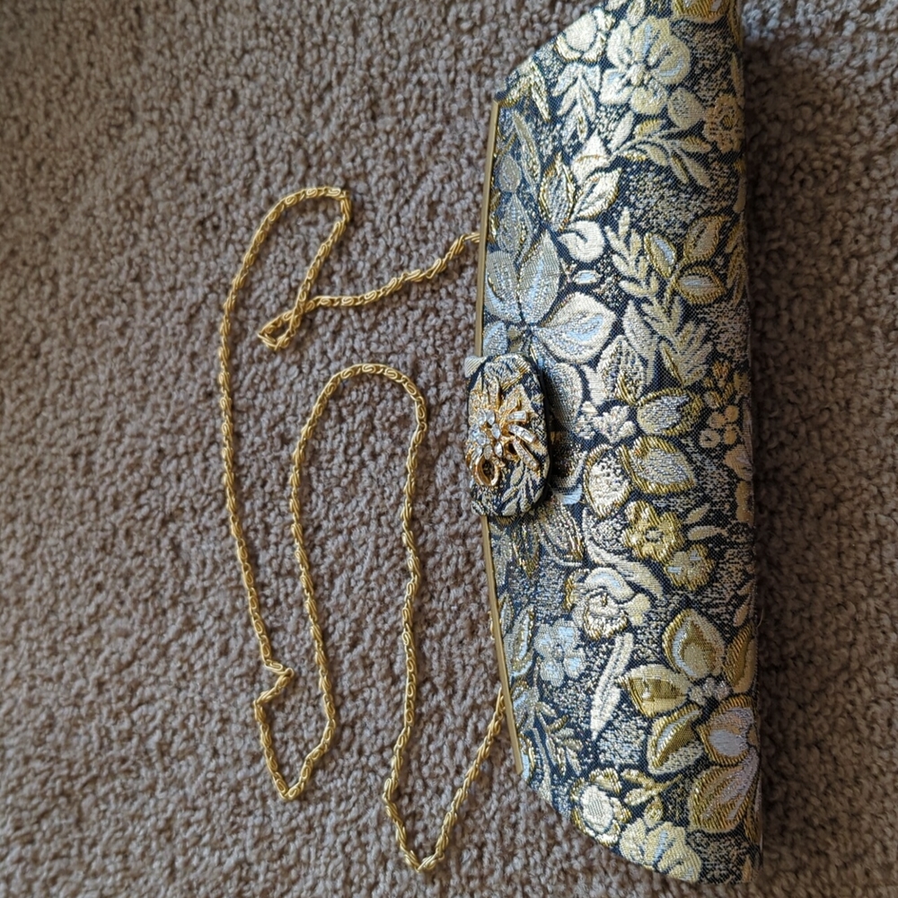 Gold floral evening bag